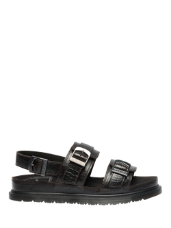 Dr. Martens San Leather Double Strap Footbed Sandals, Dark Brown, Dark Brown