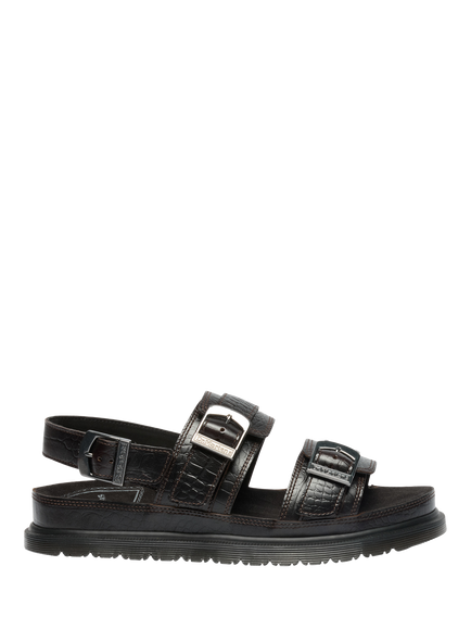 Dr. Martens San Leather Double Strap Footbed Sandals, Dark Brown, Dark Brown