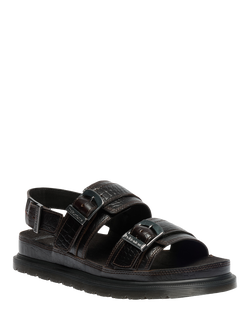 Dr. Martens San Leather Double Strap Footbed Sandals, Dark Brown - view 2, Dark Brown