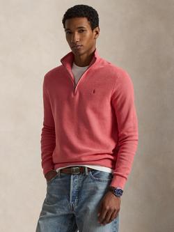 Polo Ralph Lauren Combed Cotton Lightweight Mesh Jumper, Cherry Pink Heather