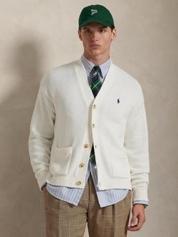 Polo Ralph Lauren Cotton Sweater Cardigan, Deckwash White, Deckwash White