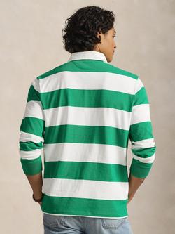 Ralph Lauren Iconic Stripe Cotton Rugby Shirt, Billiard/Oxford White - view 2, Billiard/Oxford White