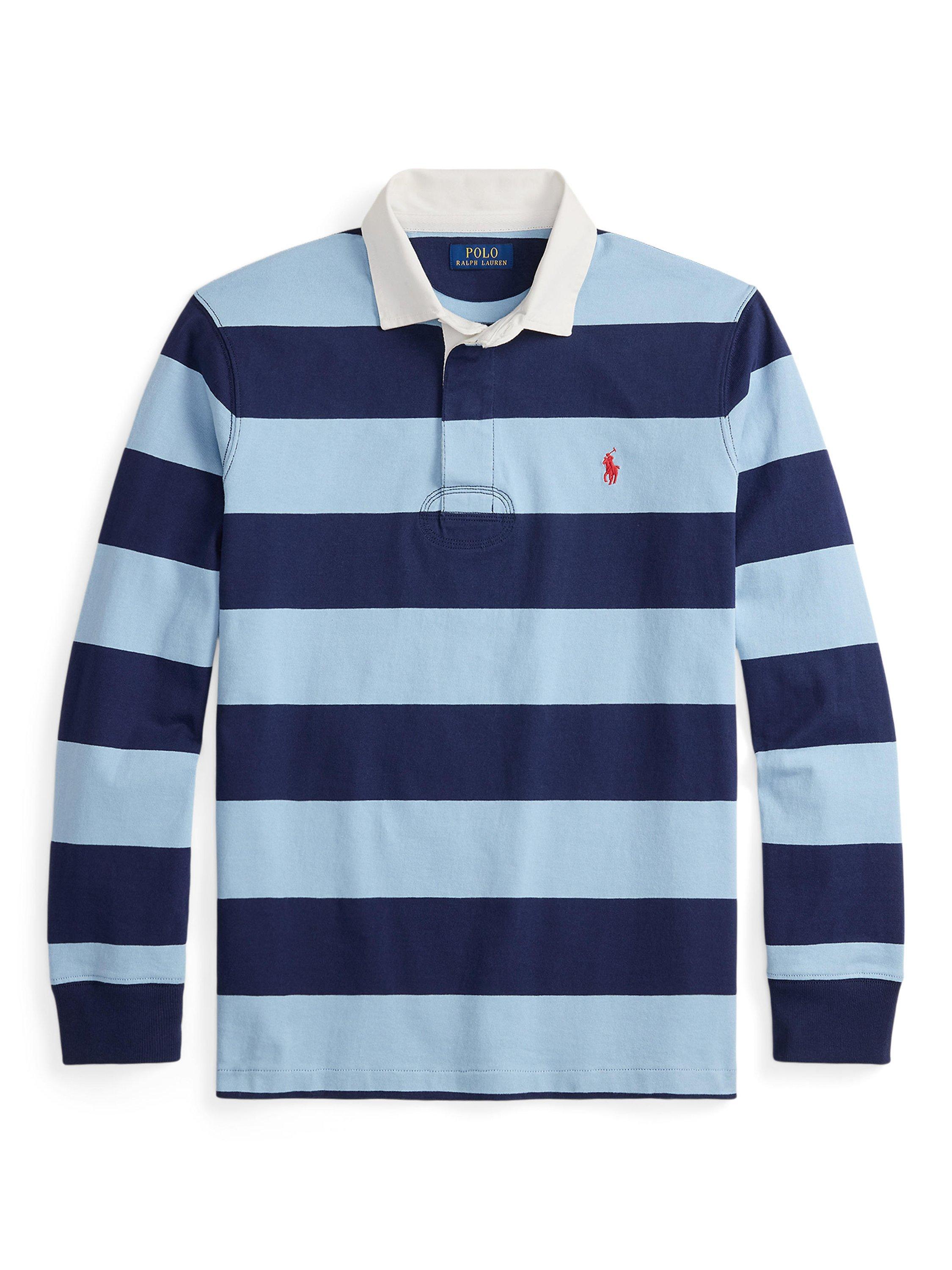 Polo Ralph Lauren Classic Fit Cotton Striped Rugby Shirt, Powder