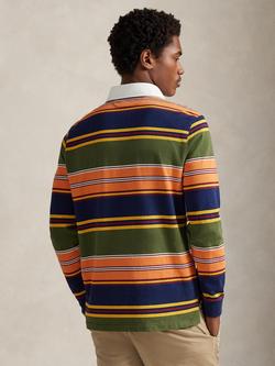 Ralph Lauren Iconic Stripe Cotton Rugby Shirt, Supply Olive/Multi - view 2, Supply Olive/Multi