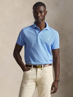 Polo Ralph Lauren Cotton Custom Slim Fit Short Sleeve Polo Shirt, Blue Lagoon