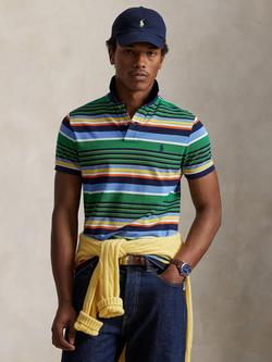 Ralph Lauren Cotton Stripe Short Sleeve Polo Shirt, Billiard/Multi, Billiard/Multi