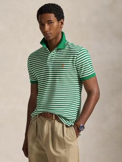 Ralph Lauren Cotton Stripe Short Sleeve Polo Shirt, Billiard/White