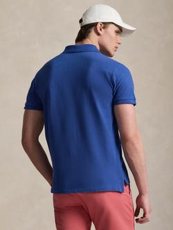 Polo Ralph Lauren Cotton Custom Slim Fit Short Sleeve Polo Shirt, Dusty Azure/Cream - view 2, Dusty Azure/Cream