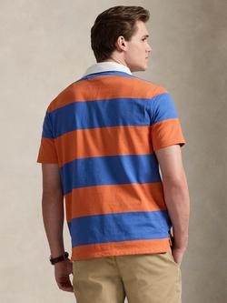 Ralph Lauren Iconic Stripe Short Sleeve Cotton Rugby Shirt - view 2, Solar Sky/Modern Royal