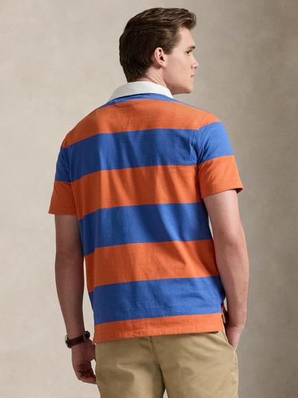 Ralph Lauren Iconic Stripe Short Sleeve Cotton Rugby Shirt - view 2, Solar Sky/Modern Royal