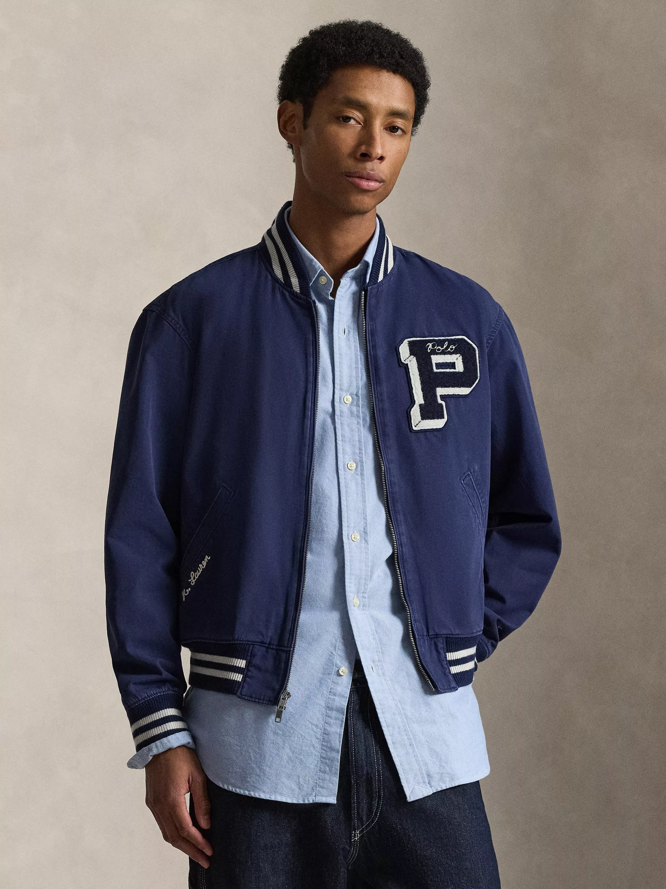 Ralph Lauren Embroidered Canvas Track Jacket, Newport Navy