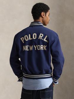 Ralph Lauren Embroidered Canvas Track Jacket, Newport Navy - view 2, Newport Navy