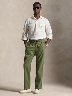 Polo Ralph Lauren Woven Cotton Blend Trousers, Olive/Garden Trail, Olive/Garden Trail
