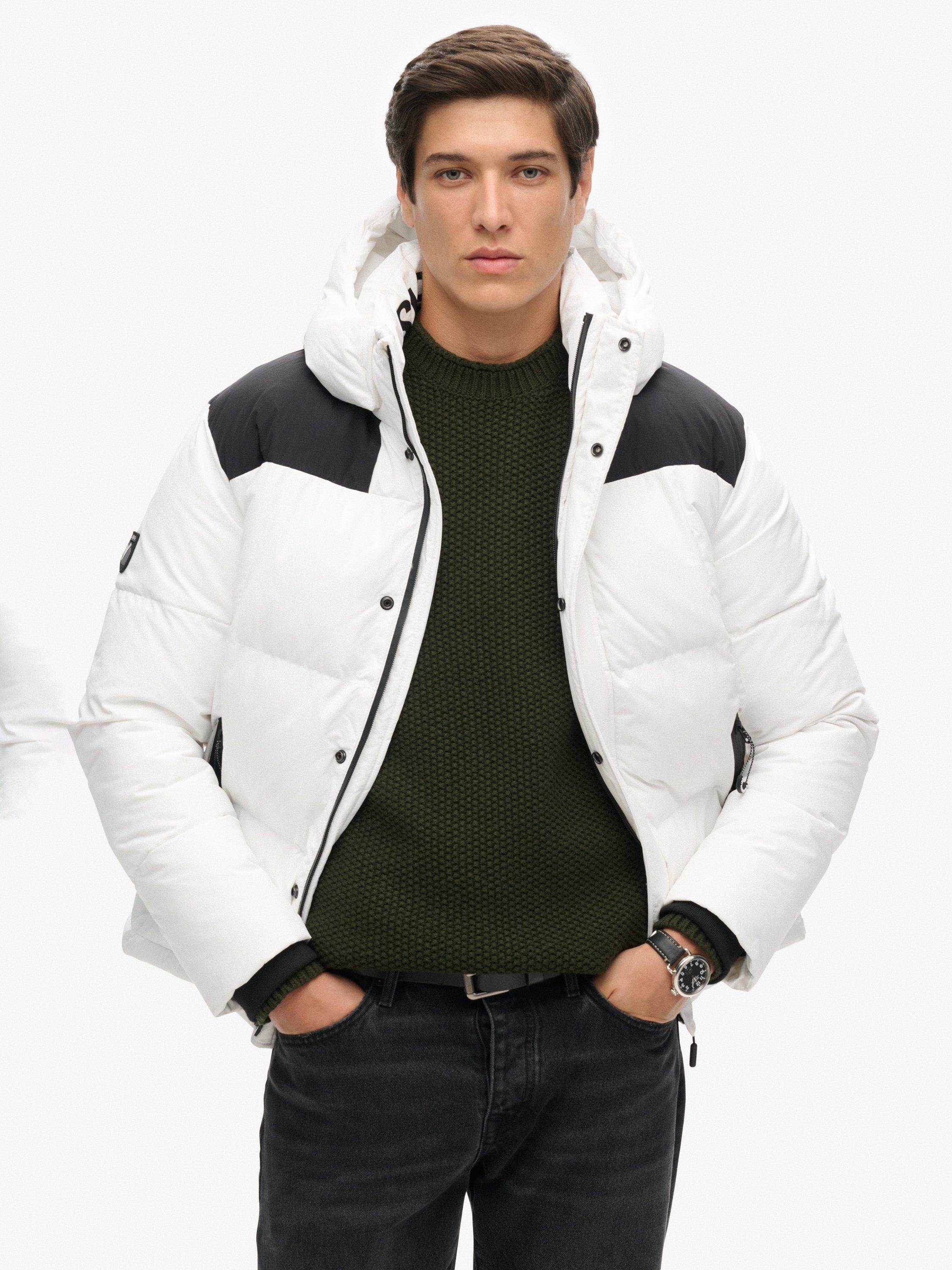 Product image 1 of 5, which shows Superdry Hooded Box Quilt Puffer Jacket, Optic, S