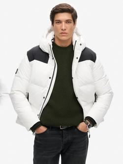 Superdry Hooded Box Quilt Puffer Jacket, Optic, Optic