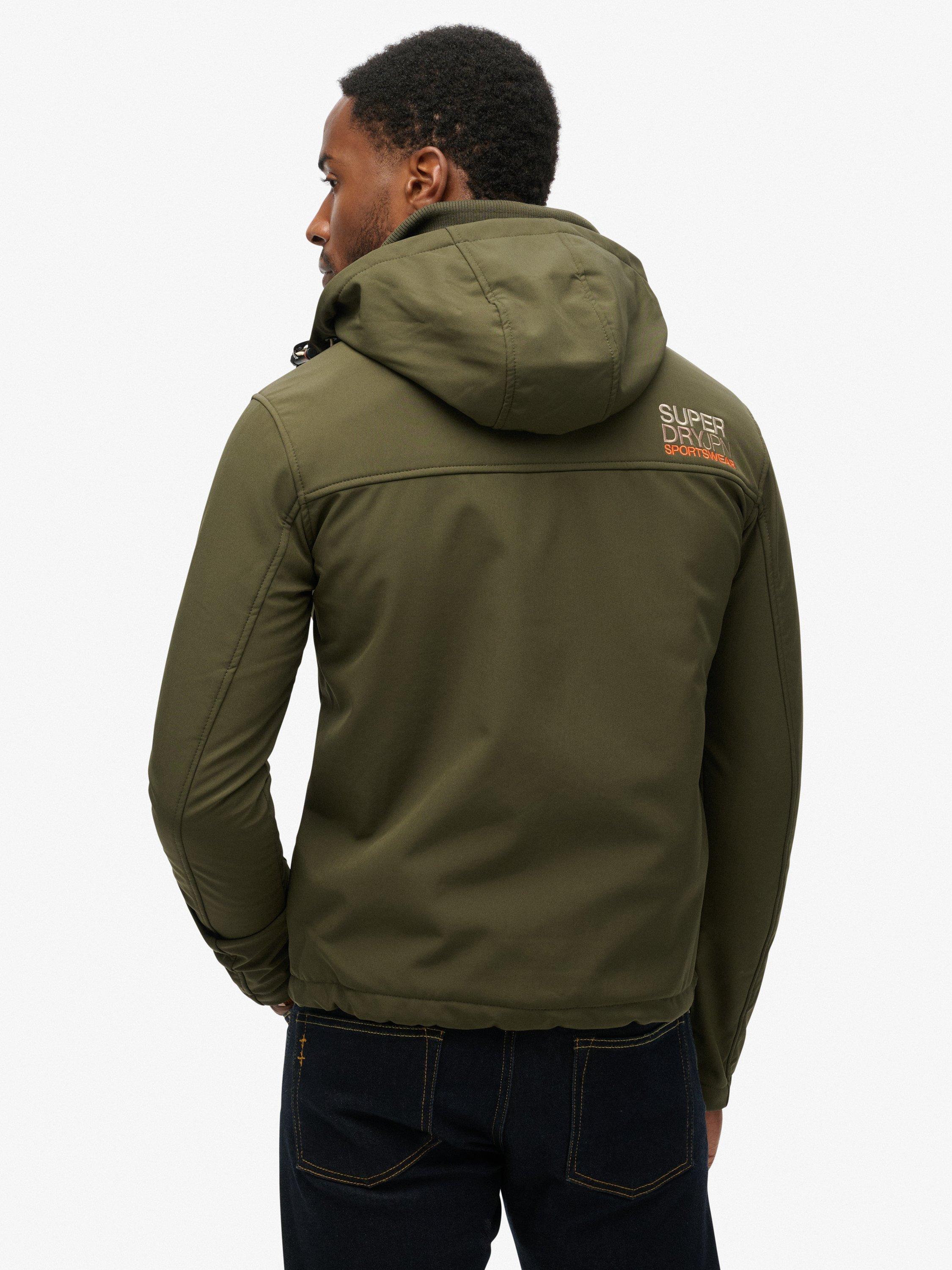 Product image 2 of 6, which shows Superdry Hooded Soft Shell Trekker Jacket, Army Khaki, XL
