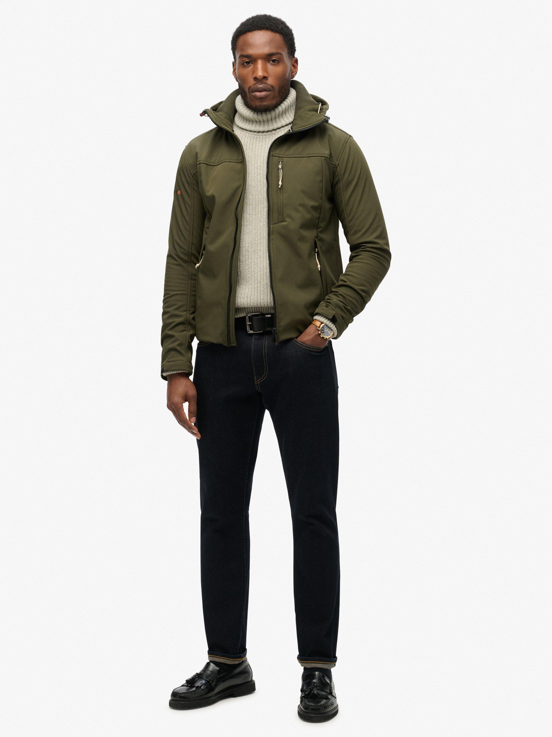 Product image 4 of 6, which shows Superdry Hooded Soft Shell Trekker Jacket, Army Khaki, XL