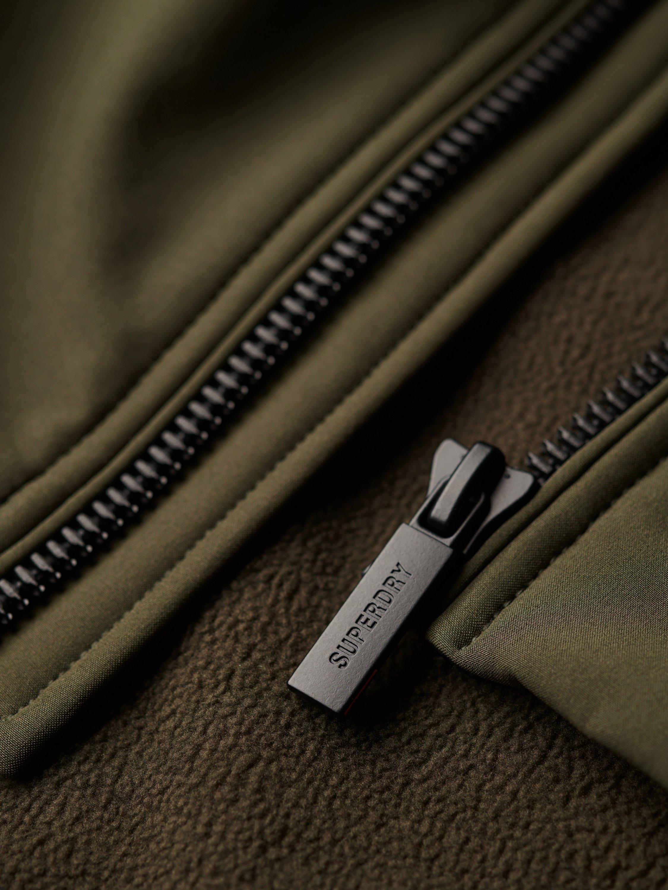Product image 6 of 6, which shows Superdry Hooded Soft Shell Trekker Jacket, Army Khaki, XL