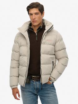Superdry Hooded Microfibre Sport Puffer Jacket, Chateau Gray