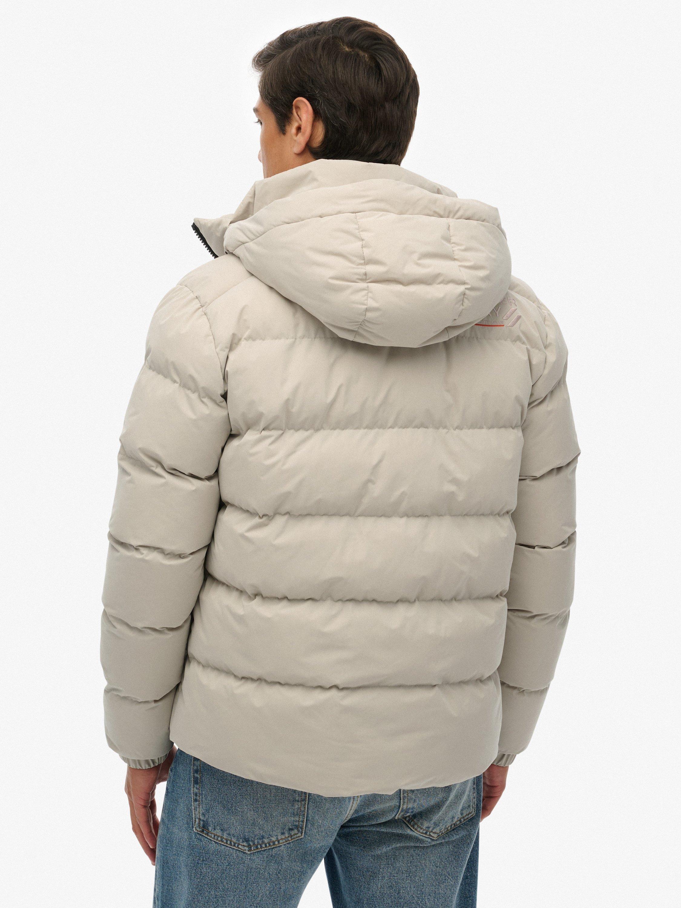 Product image 2 of 7, which shows Superdry Hooded Microfibre Sport Puffer Jacket, Chateau Gray, S