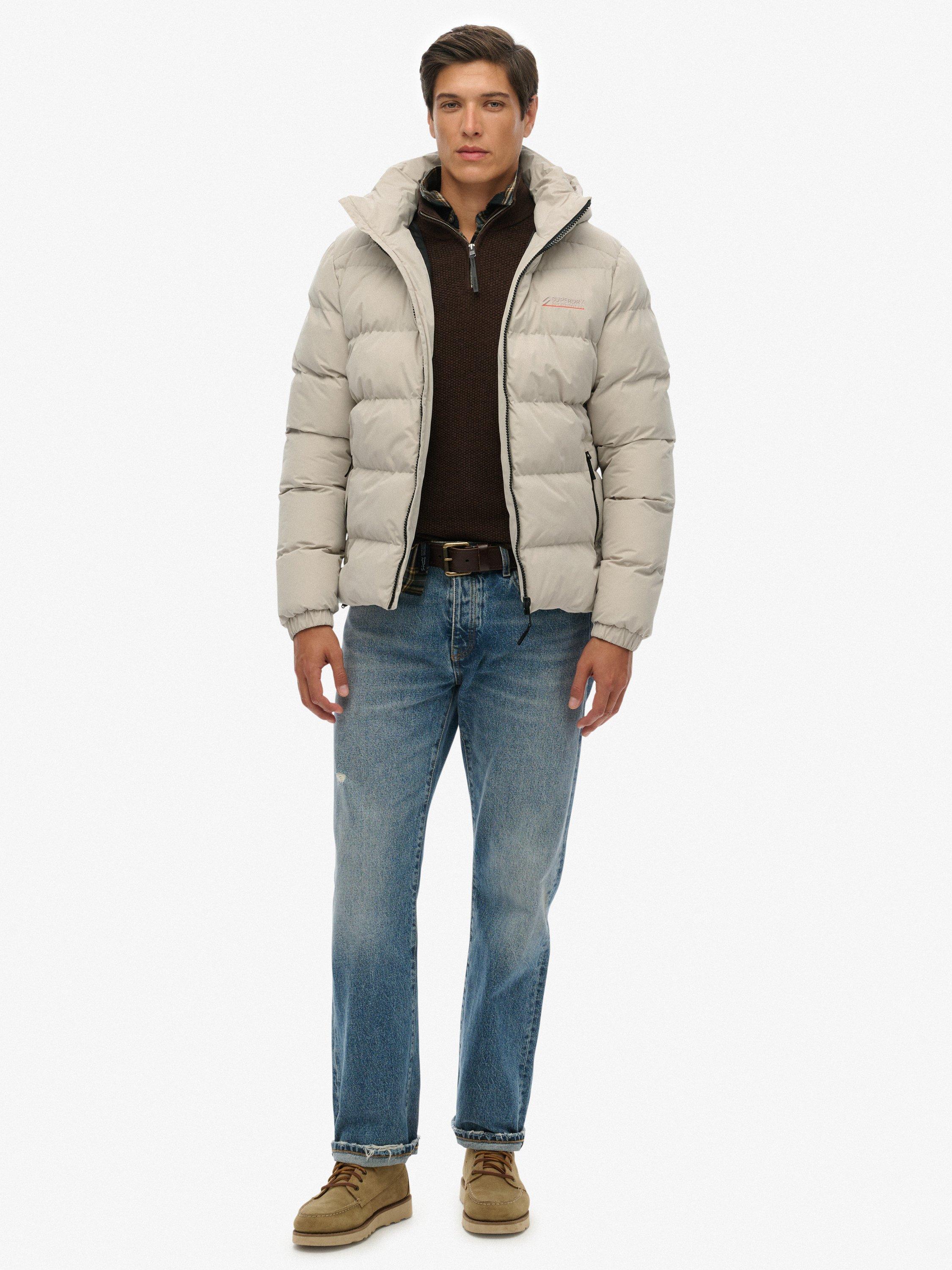 Product image 3 of 7, which shows Superdry Hooded Microfibre Sport Puffer Jacket, Chateau Gray, S