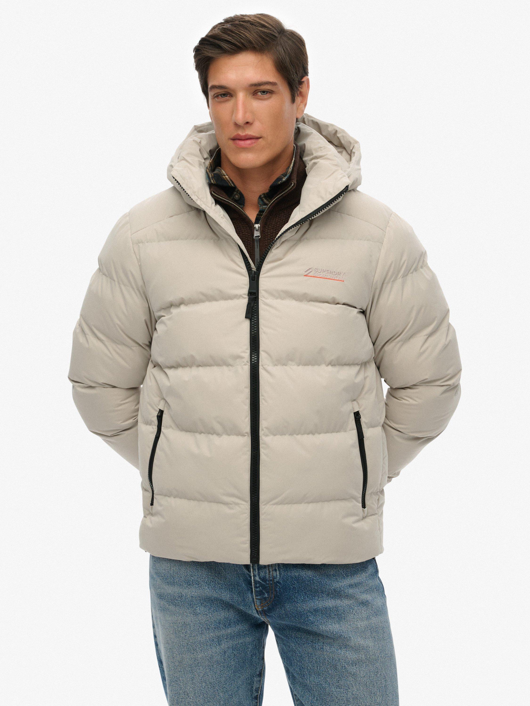 Product image 4 of 7, which shows Superdry Hooded Microfibre Sport Puffer Jacket, Chateau Gray, S