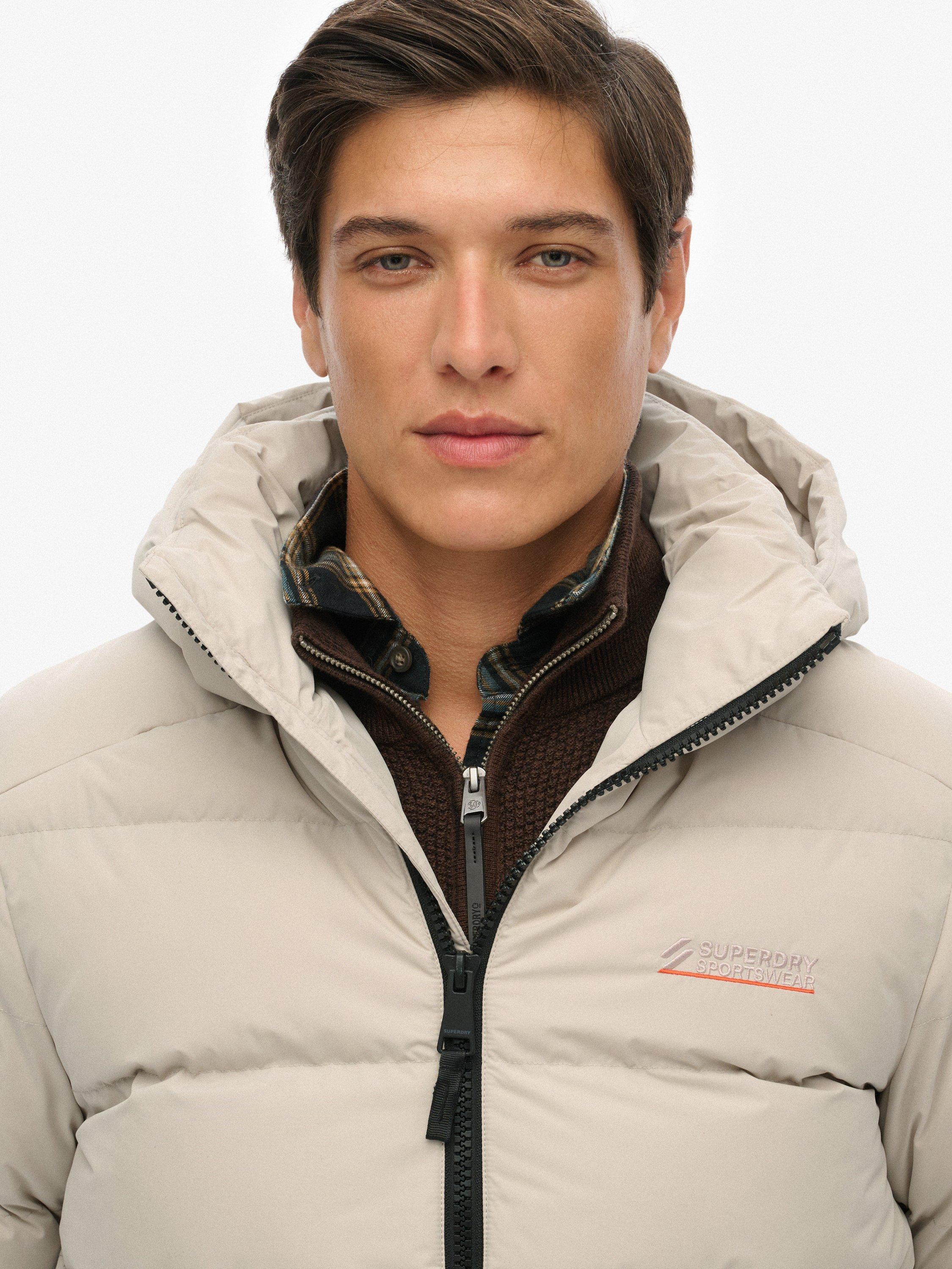 Product image 6 of 7, which shows Superdry Hooded Microfibre Sport Puffer Jacket, Chateau Gray, S