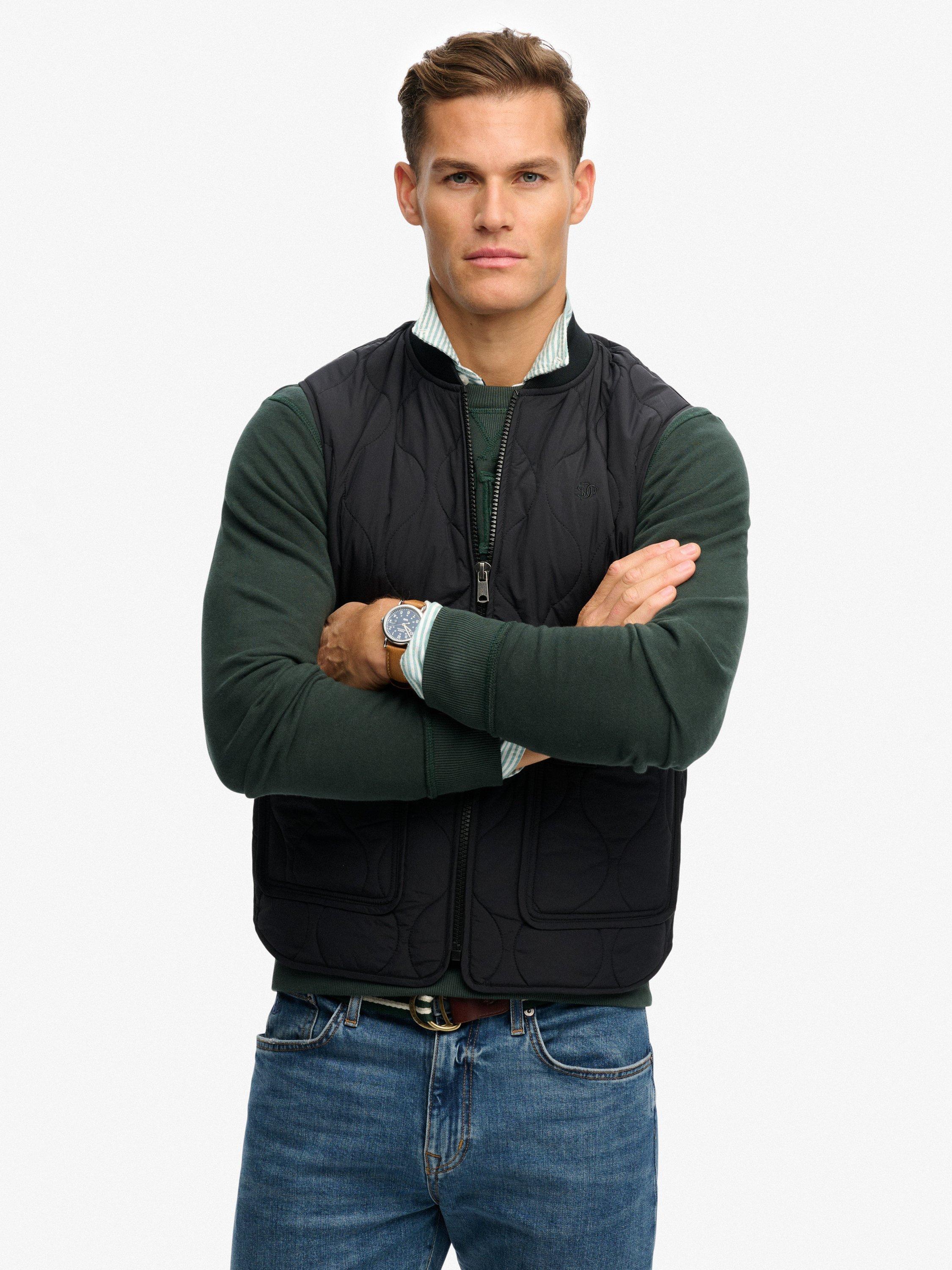 Product image 4 of 6, which shows Superdry Military Liner Quilted Gilet, Jet Black, M