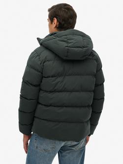 Superdry Hooded Microfibre Sport Puffer Jacket - view 2, Academy Dark Green