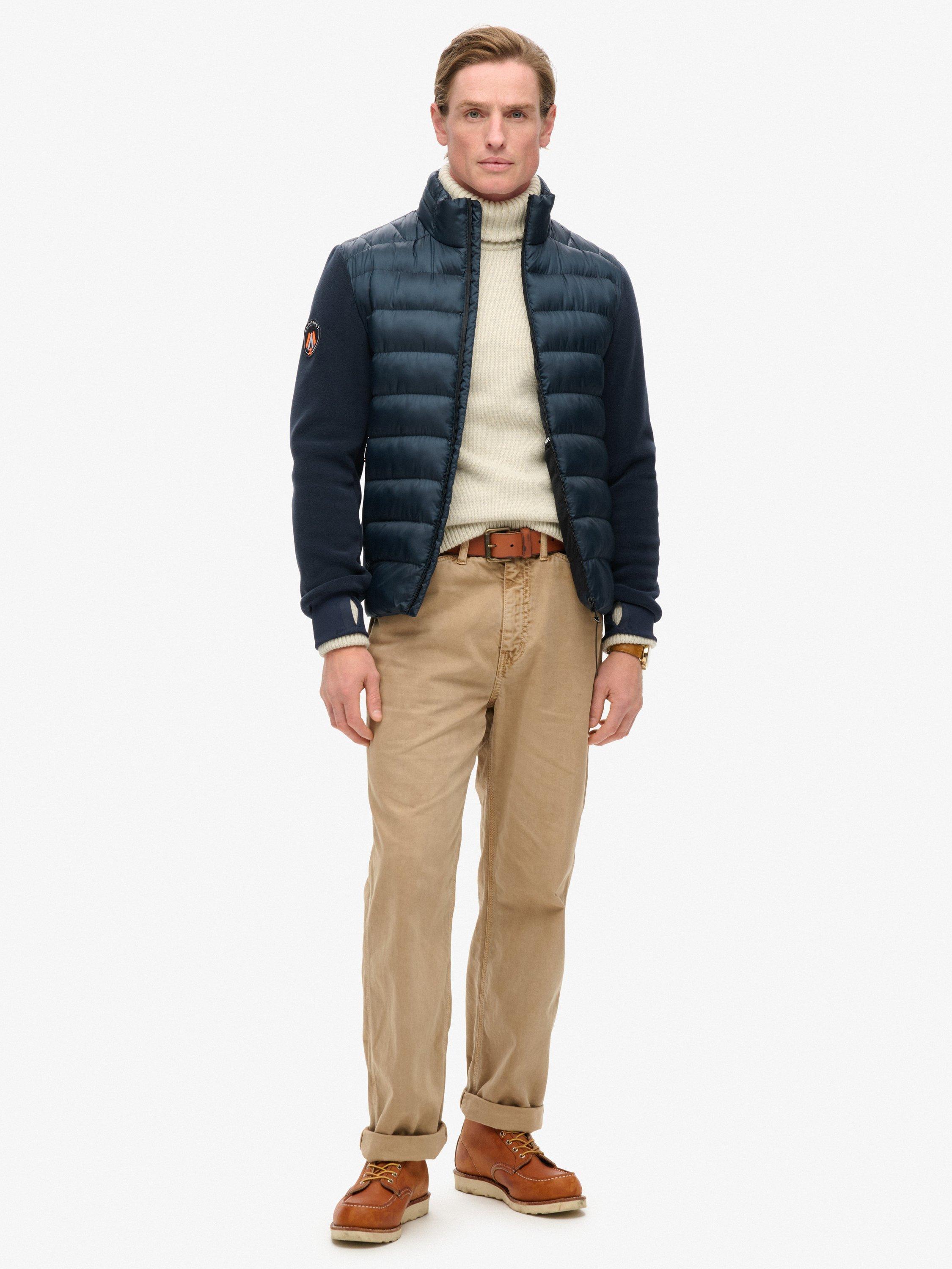 Product image 3 of 5, which shows Superdry Storm Fleece Hybrid Bomber, Eclipse Navy, L