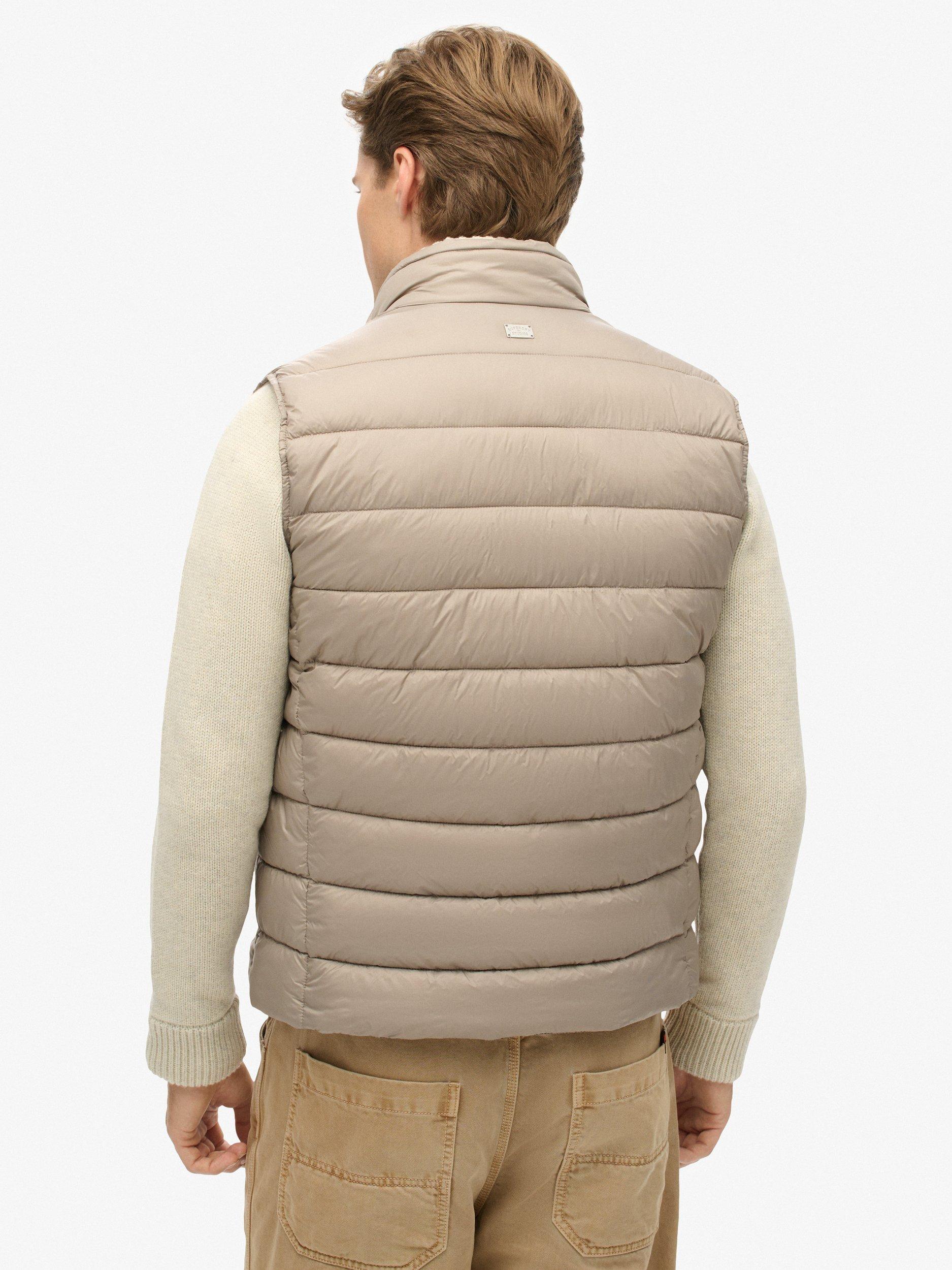 Product image 3 of 6, which shows Superdry Lightweight Padded Gilet, Deep Beige Slub, S