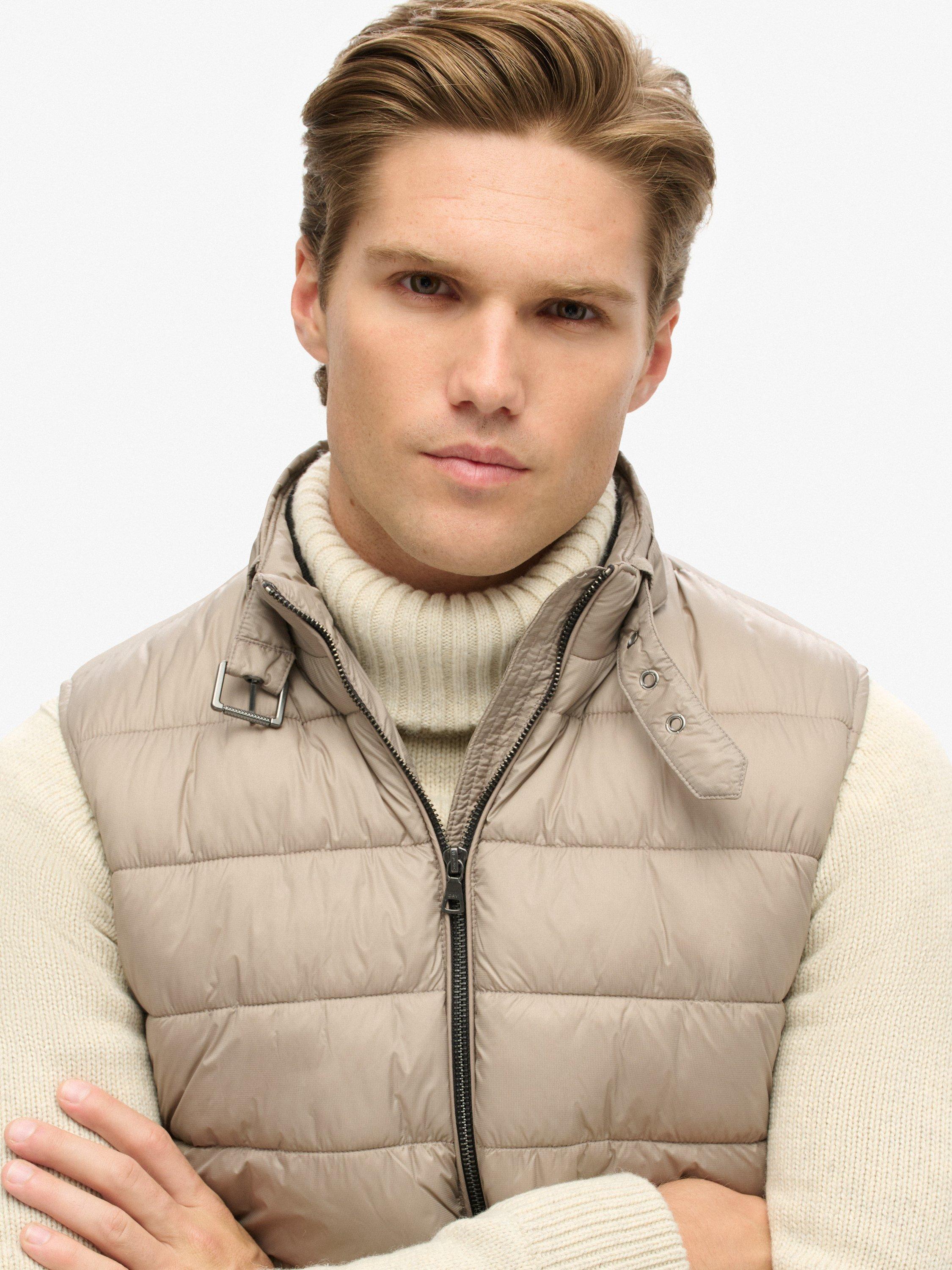 Product image 4 of 6, which shows Superdry Lightweight Padded Gilet, Deep Beige Slub, S
