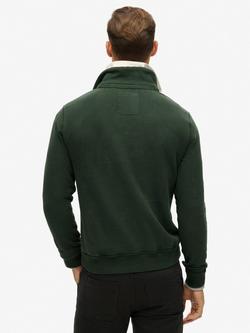 Superdry Vintage Athletic Half-Button Cotton Jumper, Academy Dark Green - view 2, Academy Dark Green
