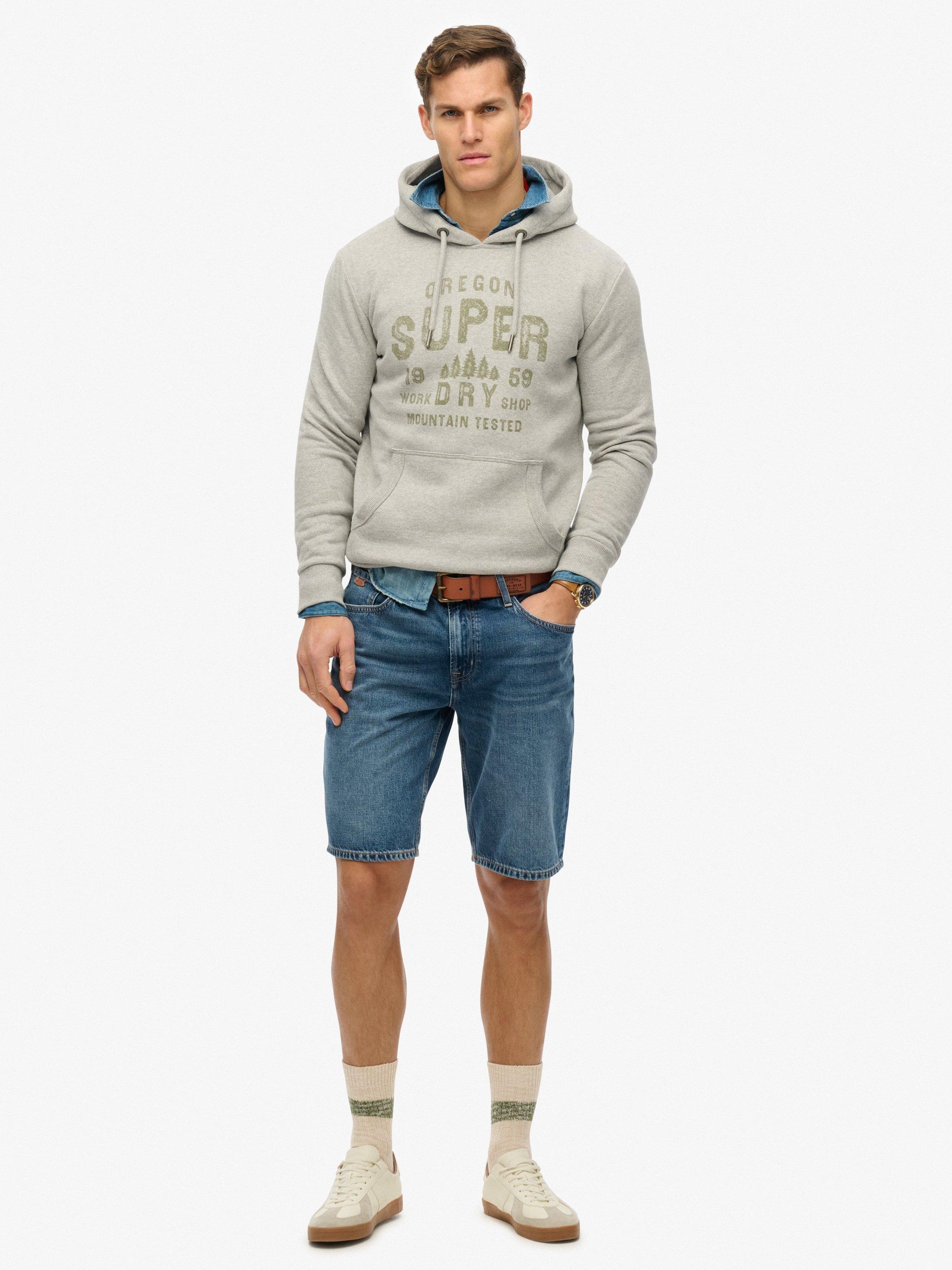 Product image 3 of 5, which shows Superdry Cotton Blend Work Shop Hoodie, Grey Marl, L