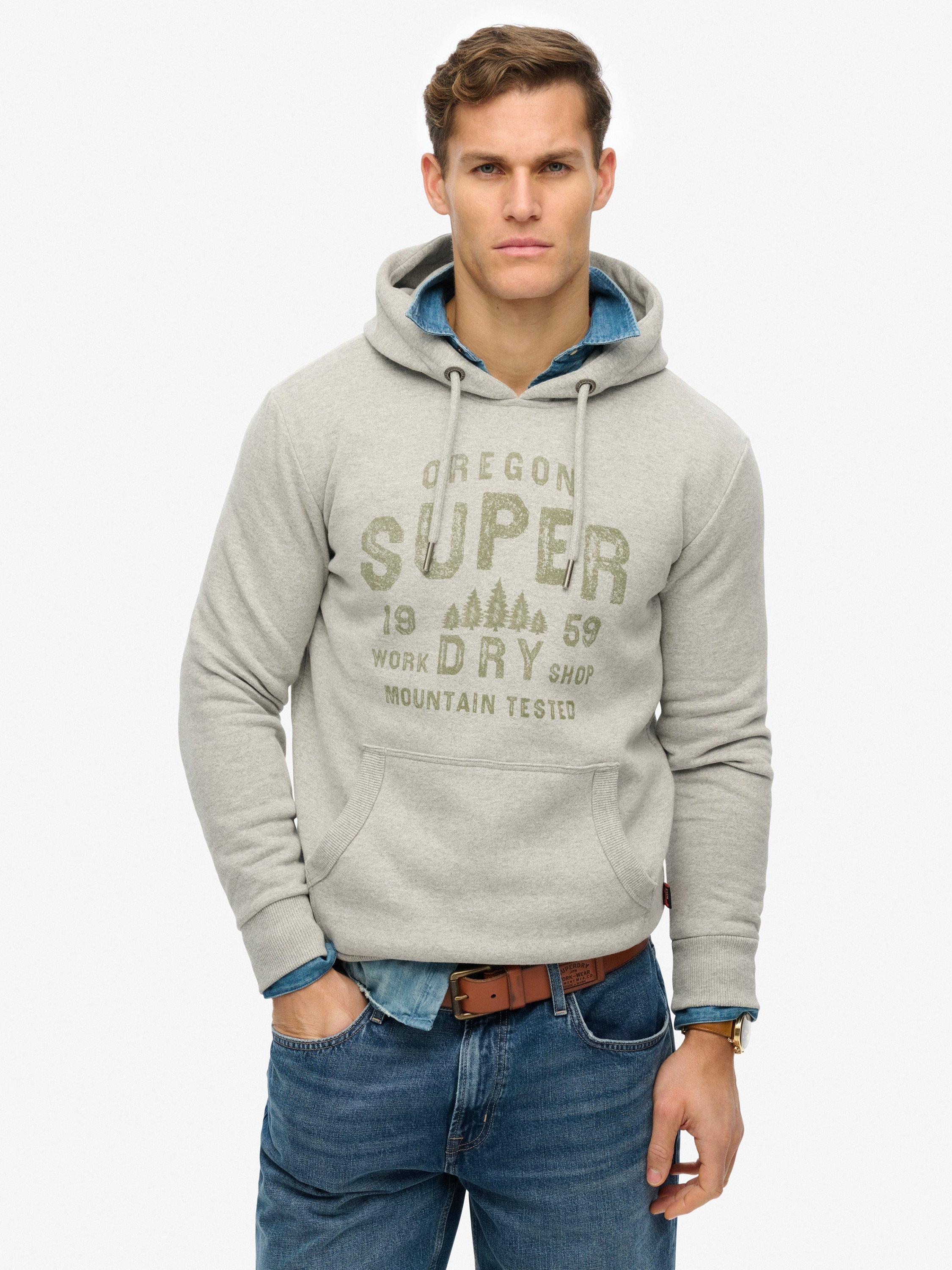 Product image 4 of 5, which shows Superdry Cotton Blend Work Shop Hoodie, Grey Marl, L
