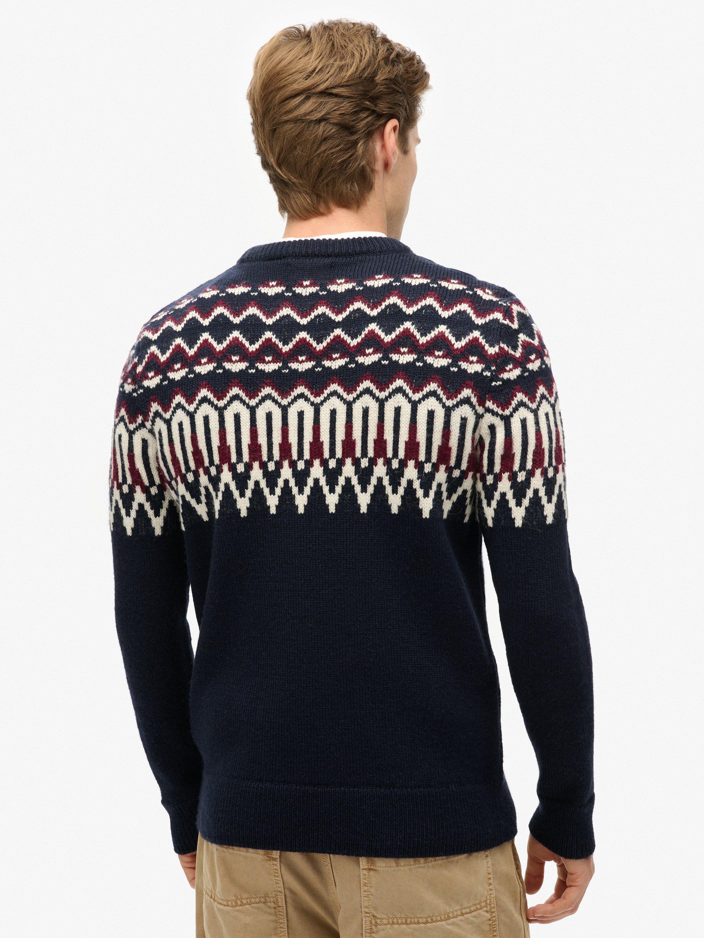 Product image 2 of 4, which shows Superdry Fair Isle Knit Crew Jumper, Navy Multi, L