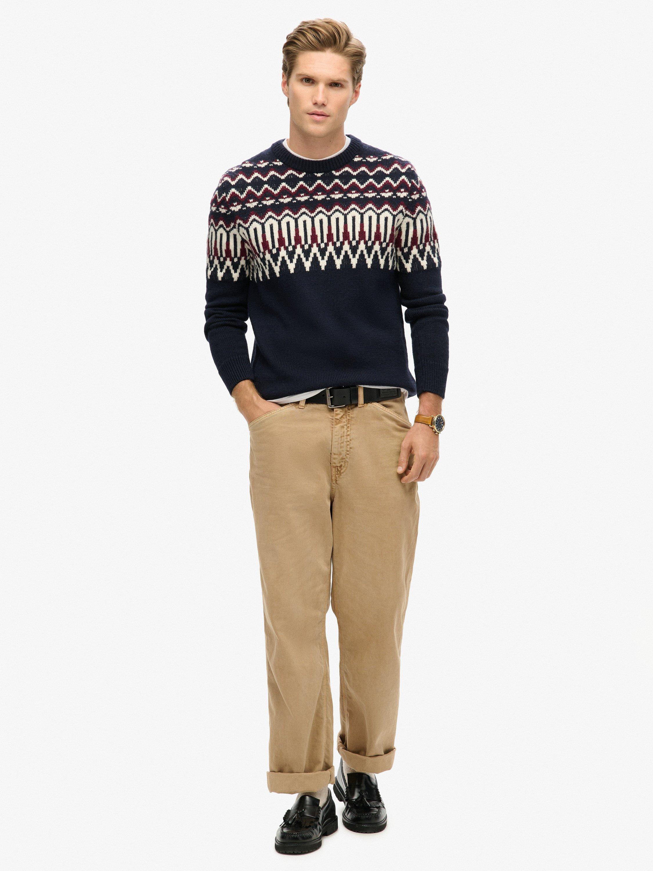 Product image 3 of 4, which shows Superdry Fair Isle Knit Crew Jumper, Navy Multi, L