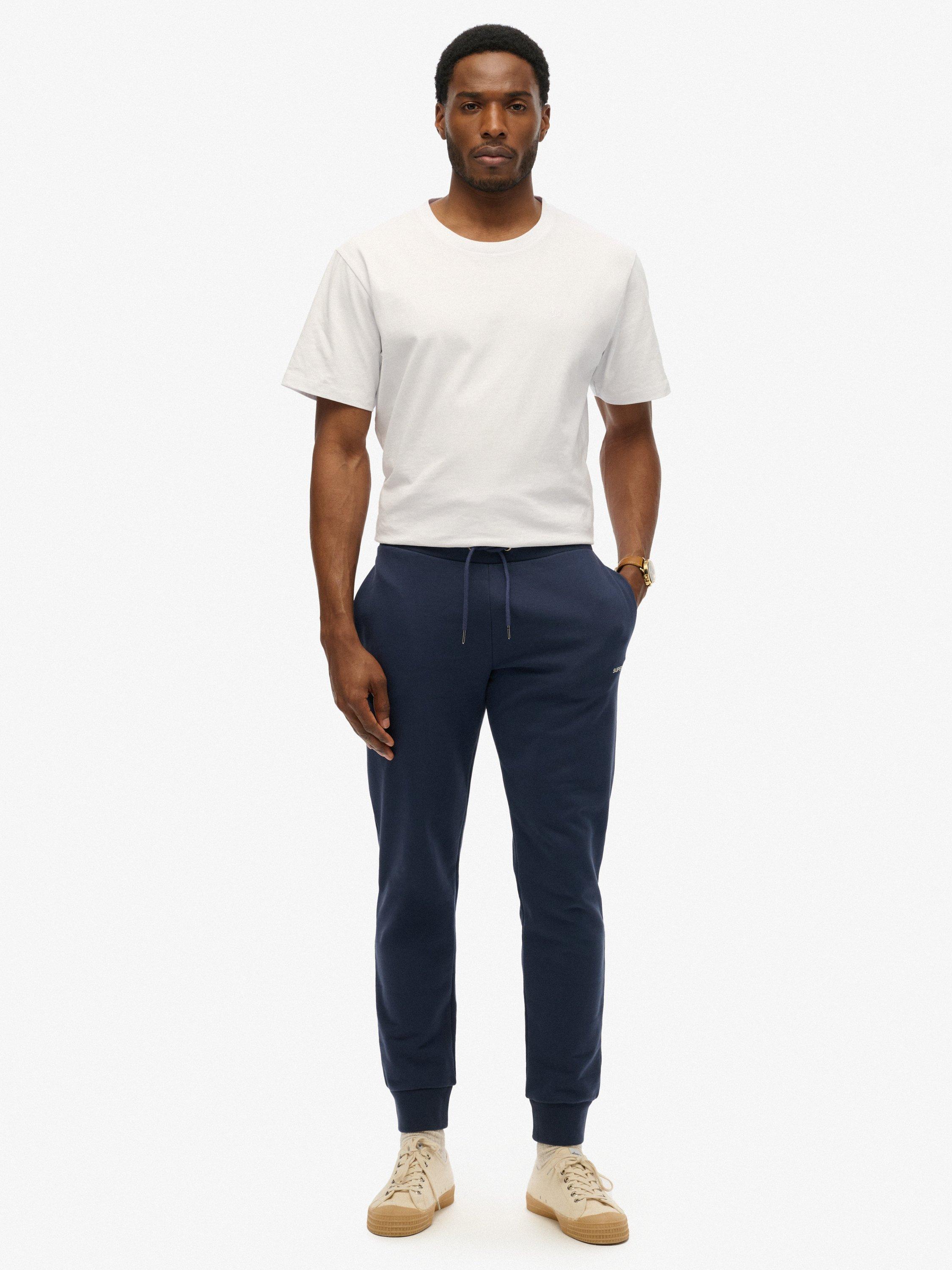 Product image 1 of 5, which shows Superdry Plain Cotton Blend Joggers, Lauren Navy, M