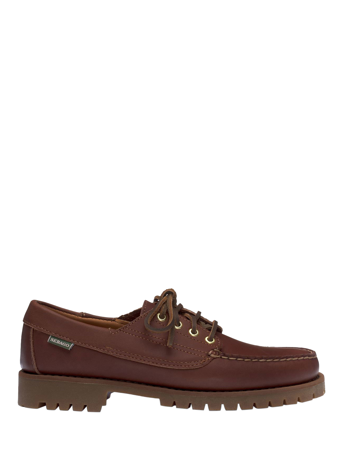 Product image 1 of 5, which shows Sebago Askook Lug Taos Leather Boat Shoes, Brown Brunette, 7.5