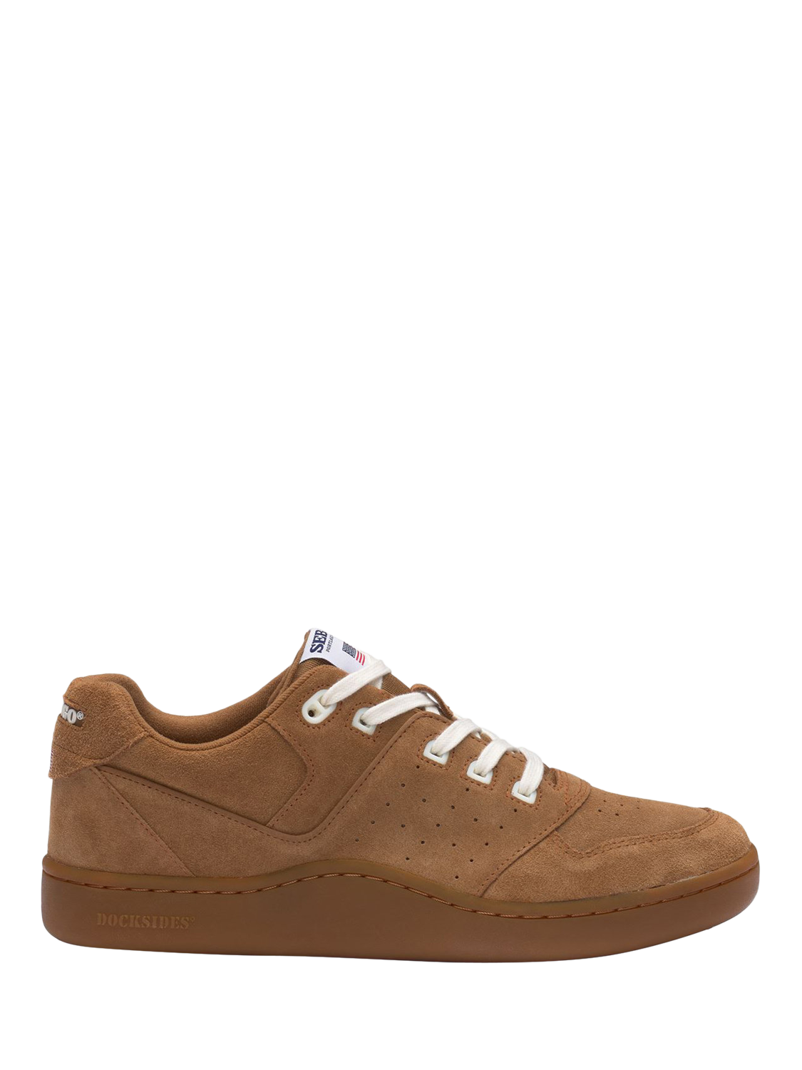 Product image 1 of 5, which shows Sebago Hurricane Lace Up Suede Trainers, Brown Cognac, 7