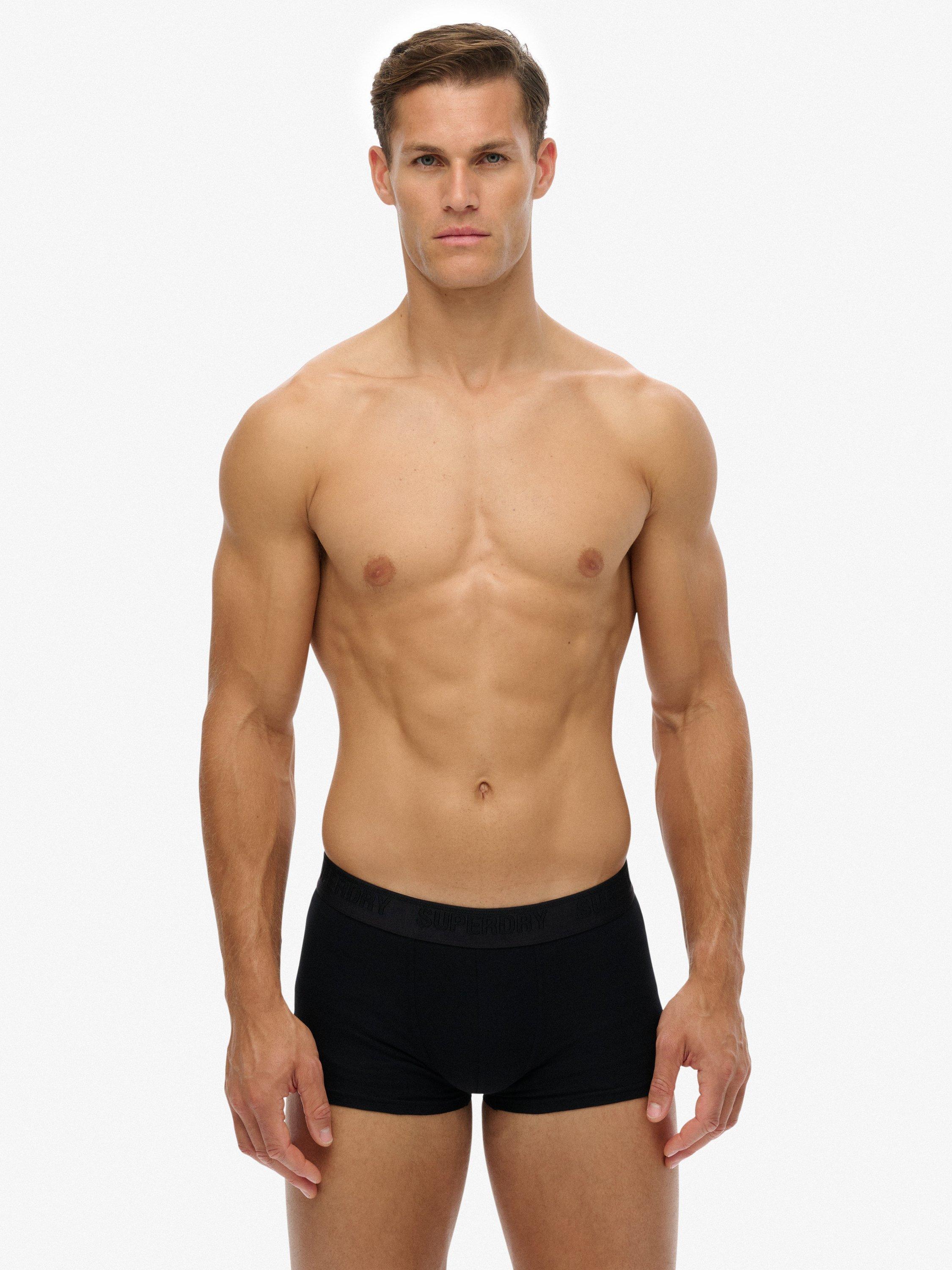 Product image 1 of 4, which shows Superdry Hipster Trunks, Pack of 3, Black/Black/Black, L