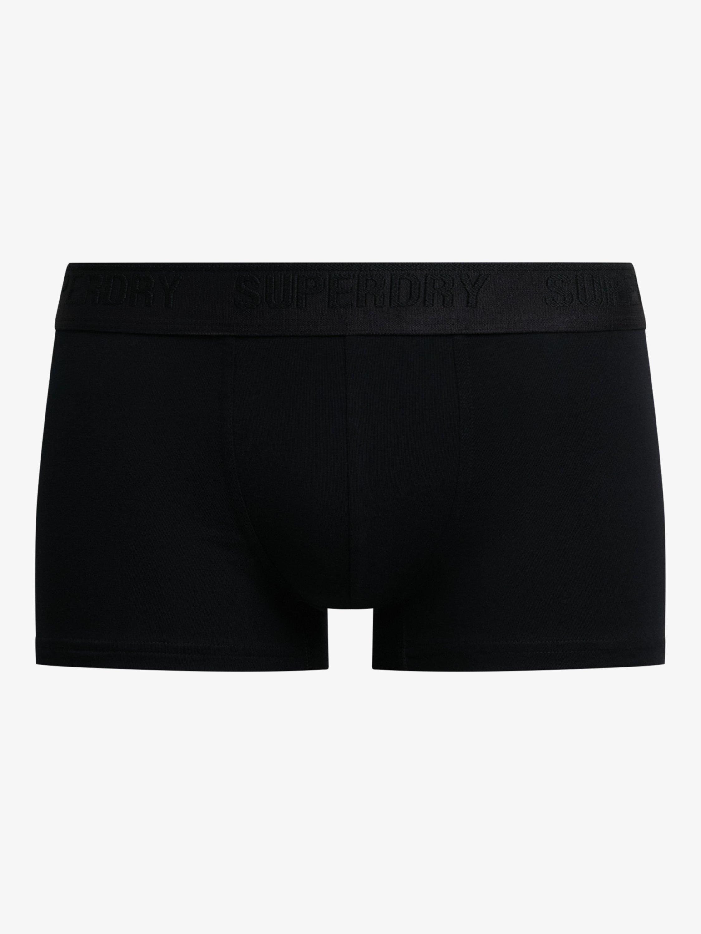 Product image 4 of 4, which shows Superdry Hipster Trunks, Pack of 3, Black/Black/Black, L