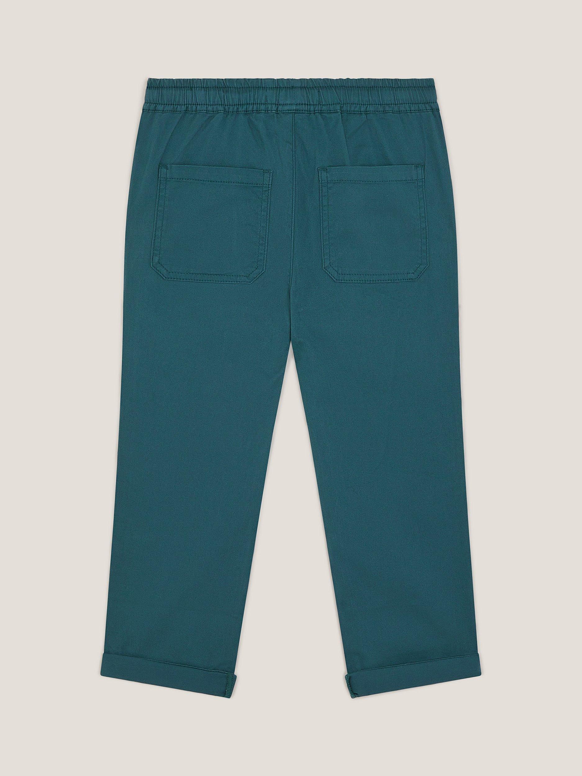 Product image 3 of 3, which shows Monsoon Kids' Cotton Rich Drawstring Cuffed Trousers, Blue, 2-3 years