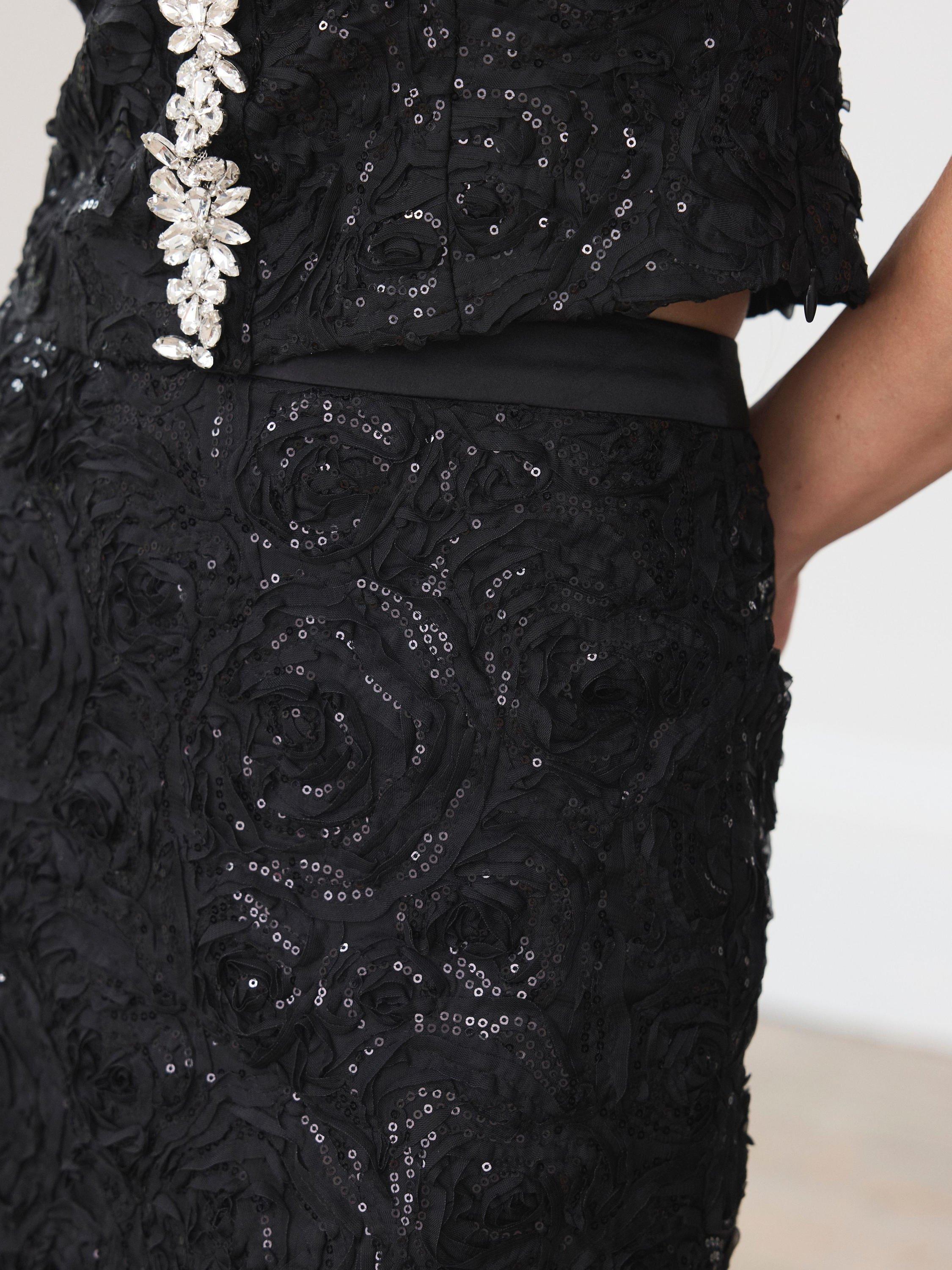 Product image 5 of 8, which shows Mint Velvet Sequin Midi Skirt, Black, 10