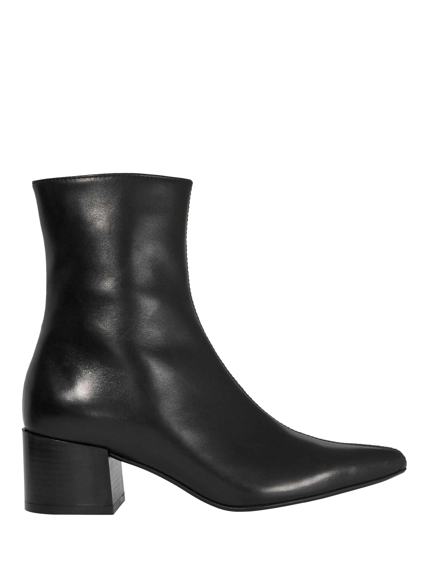 Product image 1 of 5, which shows Dune London Pami Leather Pointed Toe Block Heel Ankle Boots, Black, EU36