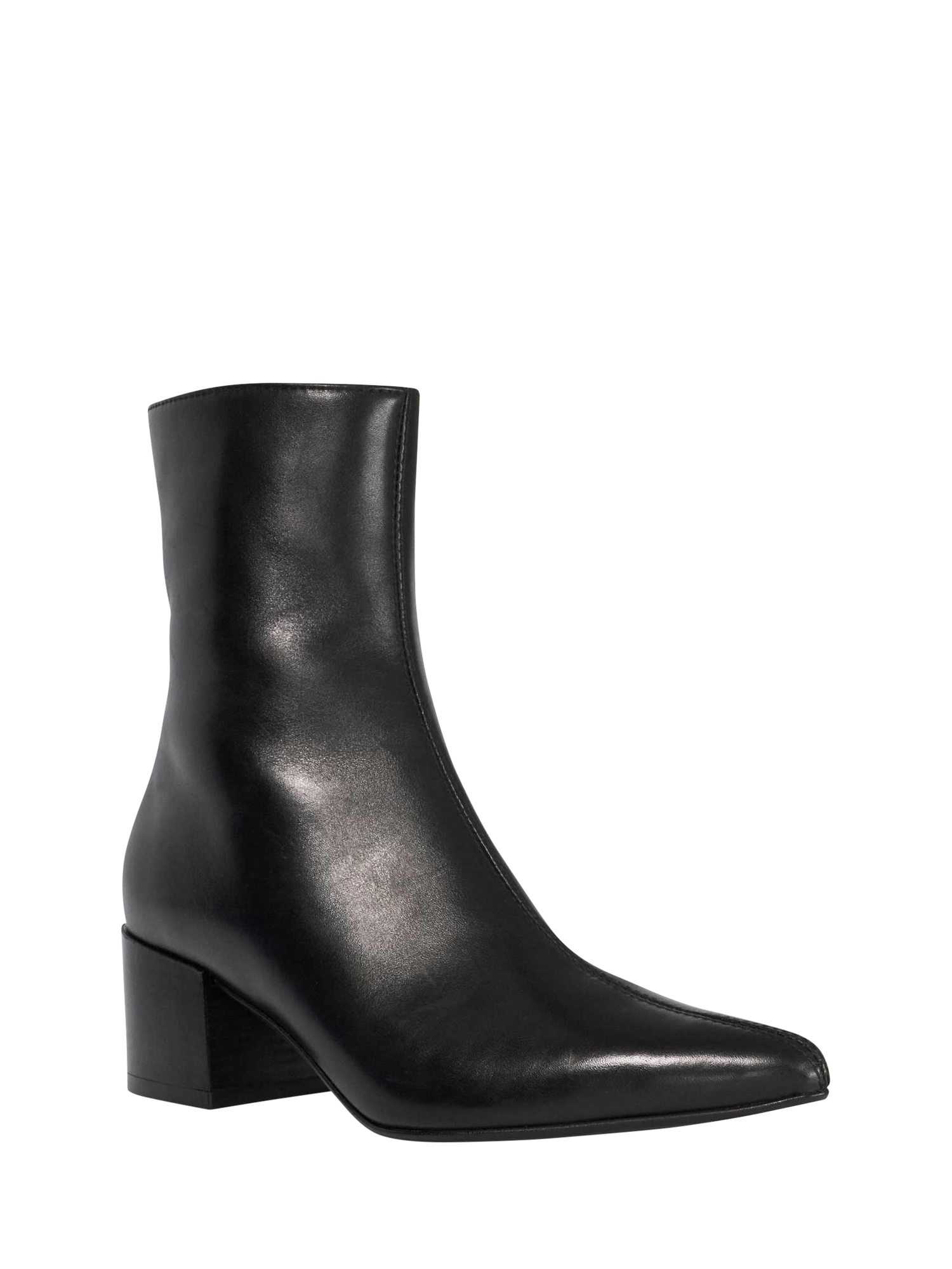 Product image 3 of 5, which shows Dune London Pami Leather Pointed Toe Block Heel Ankle Boots, Black, EU36