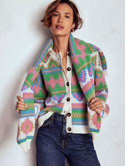 Boden Abi Jacquard Wool Blend Cardigan, Multi, Multi