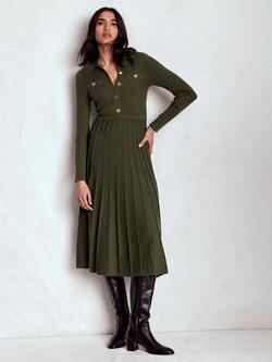 Boden Bronte Knitted Shirt Dress, Woodland Green, Woodland Green