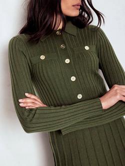 Boden Bronte Knitted Shirt Dress, Woodland Green - view 2, Woodland Green