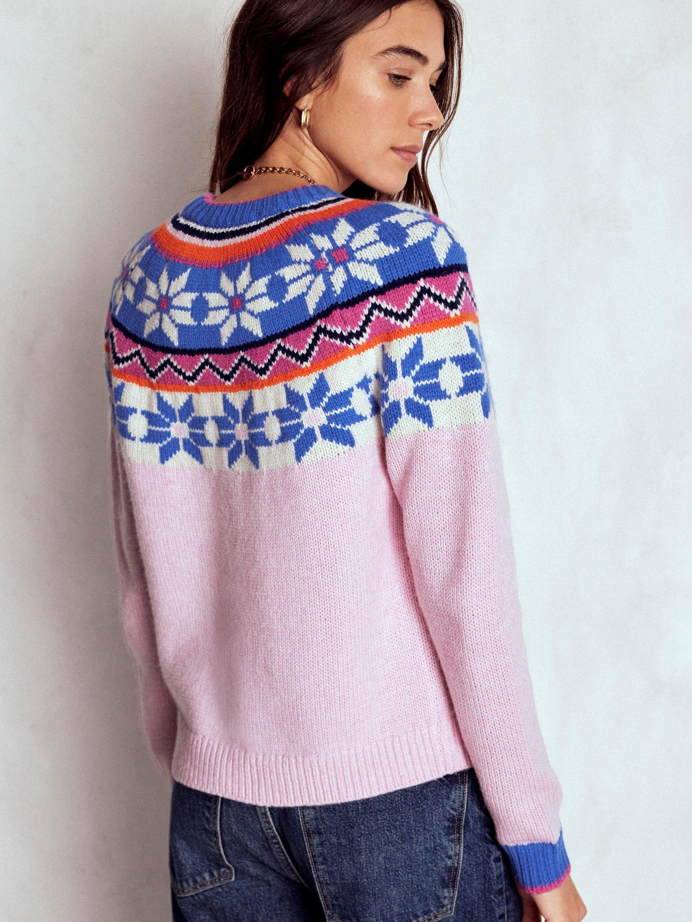 Product image 3 of 8, which shows Boden Eleanor Fair Isle Wool Blend Jumper, Meadowsweet Pink, XS